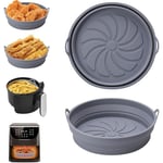 Ahlsen - Moule Silicone Air Fryer, 2 Pièces Moule Accessoire pour Airfryer Réutilisable Panier Friteuse à Air Chaud Plat Pot Ronde Pliable Doublure