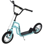 Scooter Kick Scooter Barnskoter City Scooter Kickboard Med Pneumatiska Däck 12 Tum, Från 5 År, Blå, 120X58X75-80Cm