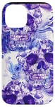 Coque pour iPhone 14 Aquarelle violette ethnique horreur bleu feu flamme crâne