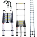 Dayplus - 6.2M Échelle Télescopique avec 2 Crochets Amovibles Portable Échelle Pliant en Aluminium Telescopic Ladder EN131 pour Attic / Grenier 150kg