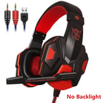 Casques de jeu filaires Casque supra-auriculaire avec micro ¿couteurs st¿r¿o Basses profondes pour Xbox One PC Ordinateur Gamer-rouge sans r¿tro¿clairage_XINENGJI