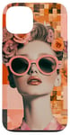 Coque pour iPhone 13 Collage Coquette Rose Carreaux Art Déco Orange