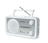 Muse M-06 DS Radio de cuisine (FM, ondes moyennes MW) Fonctionne sur secteur et sur piles Entrée AUX pour téléphone portable Prise casque Antenne télescopique Blanc.