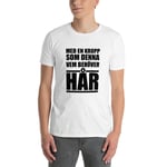 Kortärmad t-shirt i unisex-modell med texten - Med en kropp som denna vem behöver hår Vit / 2XL