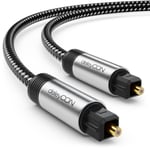 2m Toslink Câble Optique Audio Digital Fiches Plaquées or Gaine en Nylon SPDIF Câble à fibre Optique Dolby DTS Sound-Noir