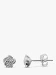 Nina B Small Matte Rose Stud Earrings, Silver