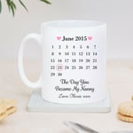 Personalised Day You Became My Nanny Date Mug Cup Birthday Xmas Keepsake Gift