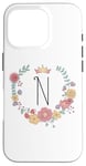 Coque pour iPhone 16 Pro Cadeau personalisé pour fillettes thème princesses lettre N