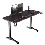 soges Bureau Gaming 140cm avec Tapis de Souris Grand Gamer Bureau Informatique Ordinateur Table de Jeu Pro pour E-Sport, Ergonomique Noir