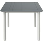 Garbar - noa Table Carrée Intérieure, Extérieure 90x90 Pied Blanc - Tableau Gris Foncé