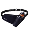 WATERFLY Ceinture pour bouteille d'eau de course : ceinture d'hydratation pour homme et femme, sac banane pour randonnée, course à pied, marche, jogging (bouteille non incluse), noir, Medium,