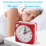 Mini Travel Table Alarm Clock Quartz Led Light With Snooze F Red