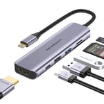 Hub USB C - Newmight 6 en 1 Adaptateur USB C avec HDMI 4K@30HZ, Port PD 100W, USB3.0 Transfert de données Rapide, Lecteur de Carte SD/TF, pour MacBook et Autres appareils de Type C