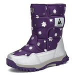 Mishansha Bottes Neige Fille Garçon Bottines Fourrure Chaudes Antidérapante Chaussures d'hiver pour Enfants, Raisin Violet, 29 EU