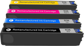 913A Cartouches D'Encre Compatibles Avec 913 913A Pour Pagewide Pro Mfp 477Dw 477Dn 377Dw 377Dn 552Dw 577Z 577Dw 352Dw 352Dn 452Dw 452Dn P55250Dw P57750Dw (4 Pack, Noir Cyan Magenta Jaune)[Q2117]