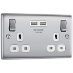 BG Electrical Double Switched Fast Power Socket with Two USB Charging Ports