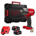 Milwaukee - M18FMTIW2F38-502X Boulonneuse à choc 3/8 18V – batteries (2x5Ah) + chargeur dans HD-box