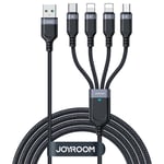 Joyroom 4-i-1 Nylon USB-C / 2 stk Lightning / Micro USB Kabel - 1,2m - Svart