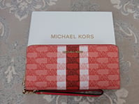 Michael Kors Jet Set Travel Continental Wristlet Signature Striped Logo