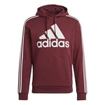 adidas Men's Essentials Fleece 3-Stripes Logo Hoodie, Shadow Red, S