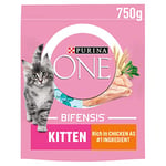 Purina ONE Kitten Dry Cat Food Rich in Chicken 750g, Pack of 4