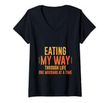 Womens Eating My Way Through Life One Mukbang At A Time V-Neck T-Shirt