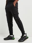 HUGO Disland Stacked Tape Relaxed Fit Cargo Joggers - Black, Black, Size Xl, Men