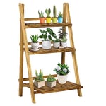 Outsunny Étagère à Plantes Étagère à Fleurs Supports de Pots Porte Plante 3 Niveaux en Bois Forme pyramidale échelle Pliante pour Intérieur, Cour, Terrasse, Balcon - 60 x 37 x 93 cm Marron