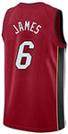 NBA Men's Basketball Jerseys - NBA Miami Heat # 6 LeBron James Basketball Fan Uniform Cool Breathable Fabric Vest T-shirt,Red,Large