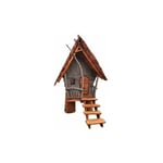 Maisonnette de jardin enchantée en bois massif, cabane de jeux pour enfants sur pilotis, bois massif jaune ou grise, 1,20m x 2,10m