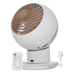 Iris Ohyama, Woozoo Ventilateur de table ultra puissant, silencieux & portable, 30m², Portée 25m, Oscillation multidirectionnelle, Télécommande, Minuterie, Salon - Woozoo PCF-SC15T - Blanc mat/Bois