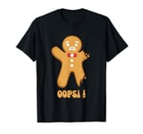 Oopsi Gingerbread Man Bitten Broken Leg Arm Christmas Funny T-Shirt