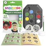 Snazaroo Dragons & Dinosaurs Face Painting Palette Kit for Kids & Adults, 8 Colours, 13pcs, Stencils, Brush, Sponge, Guide, Water Based, Easily Washable, Non-Toxic, Makeup, Body Painting & Parties