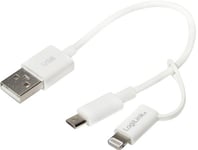 LogiLink USB to Micro USB Sync- and Charging Cable with Lightning Adapter - Kit de câble de charge/données - blanc