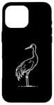 Coque pour iPhone 16 Pro Max Line Art Grue de sable pour oiseaux et ornithologues