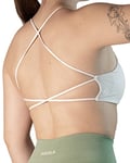 AUROLA Workout Sports Bras Women Athletic Removable Backless Strappy Criss Cross Light Support Gym Fitness Yoga Crop Bra, Solid-Crescent White, S