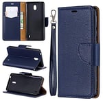 JOMA-E Shop For Nokia 1 Plus Phone Case 2019,Folio Cover Magnetic Closure Full Protection Book Design Wallet Flip with [Card Slots] and [Kickstand] for Nokia 1 Plus Phone Case 2019(Blue)