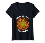 Womens Kids Happy Dot-Day Everyday Polka-Dot Mandala Distressed Art V-Neck T-Shirt