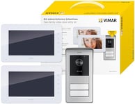 VIMAR K42911 Kit portier-vidéo en saillie contenant: 2 portiers-vidéo LCD 7" mains libres avec clavier capacitif, platine audio-vidéo avec RFID 2 boutons, 2 alimentation standards EU, EK, US et AU