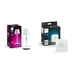 Philips White and Color Ambiance, lampe à poser portable Hue Go Portable & Bridge 2.0 : Hub Central de Contrôle d'Éclairage Intelligent, fonctionne avec Alexa, Google Assistant