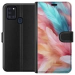 Samsung Galaxy A21s Svart Plånboksfodral Fjädrar