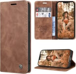 Coque Pour Iphone 12 Mini Cuir Etui Pour Iphone 12 Mini Housse Premium Pu Portefeuille [Magnetique] [Porte Cartes] [Stand Fonction] Coque Rabat Pour Iphone 12 Mini (5.4'') - Marron