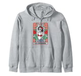 Dia De Los Muertos La Chingona Mexican Skeleton Tarot Card Zip Hoodie