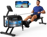 MERACH Water Rowing Machines for Home Gym, Fitness Water Rower with 6 Levels of