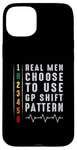 iPhone 15 Plus Real Men Use RACE Shift Pattern Tee - Motorcycle Gear Shift Case