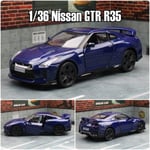 1/36 Skyline GTR R34 Leluauto Diecast Metal Miniature Malli Takaovet Avattavat kokoelma Lahja pojalle, lapselle