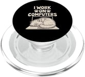 I Work On Computers Persian Longhair Cat PopSockets PopGrip for MagSafe