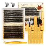 QUEWEL Kit-Extension-Cils, 280PCS 3D 80+100 Faux-Cils fluffy Mixte 12-18mm Extension Cils Souples avec Colle Faux Cils and Seal, et Pince Extension De Cils Facile DIY à la Maison(Kit Fluffy-80+100D)