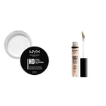 NYX Professional Makeup Poudre de Finition HD Studio, Poudre Libre, Fini Mat, Teinte : Translucent & Anticernes/Correcteur - Can't Stop Won't Stop Contour Concealer - Light Ivory