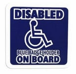 DISABLED BLUE BADGE HOLDER ON BOARD Cling Disabled Sign For Any Glass Surface